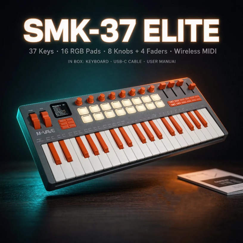Midi Controller Pad - M-VAVE SMK-37 エリート ワイヤレス MIDI キーボード