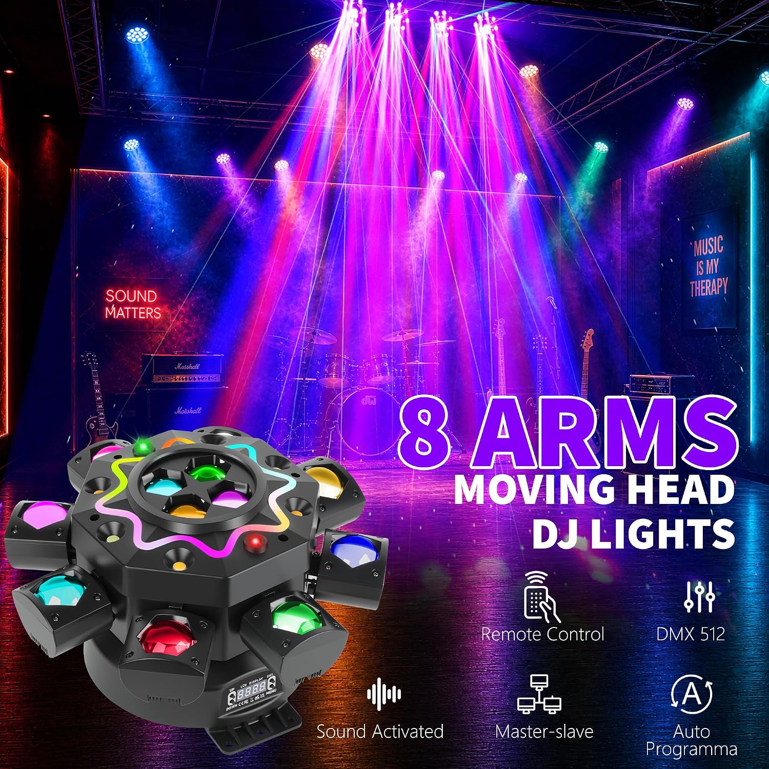200W ディスコパーティーライト 8アーム ムービングヘッ - Audio Music Dj のレビューと価格