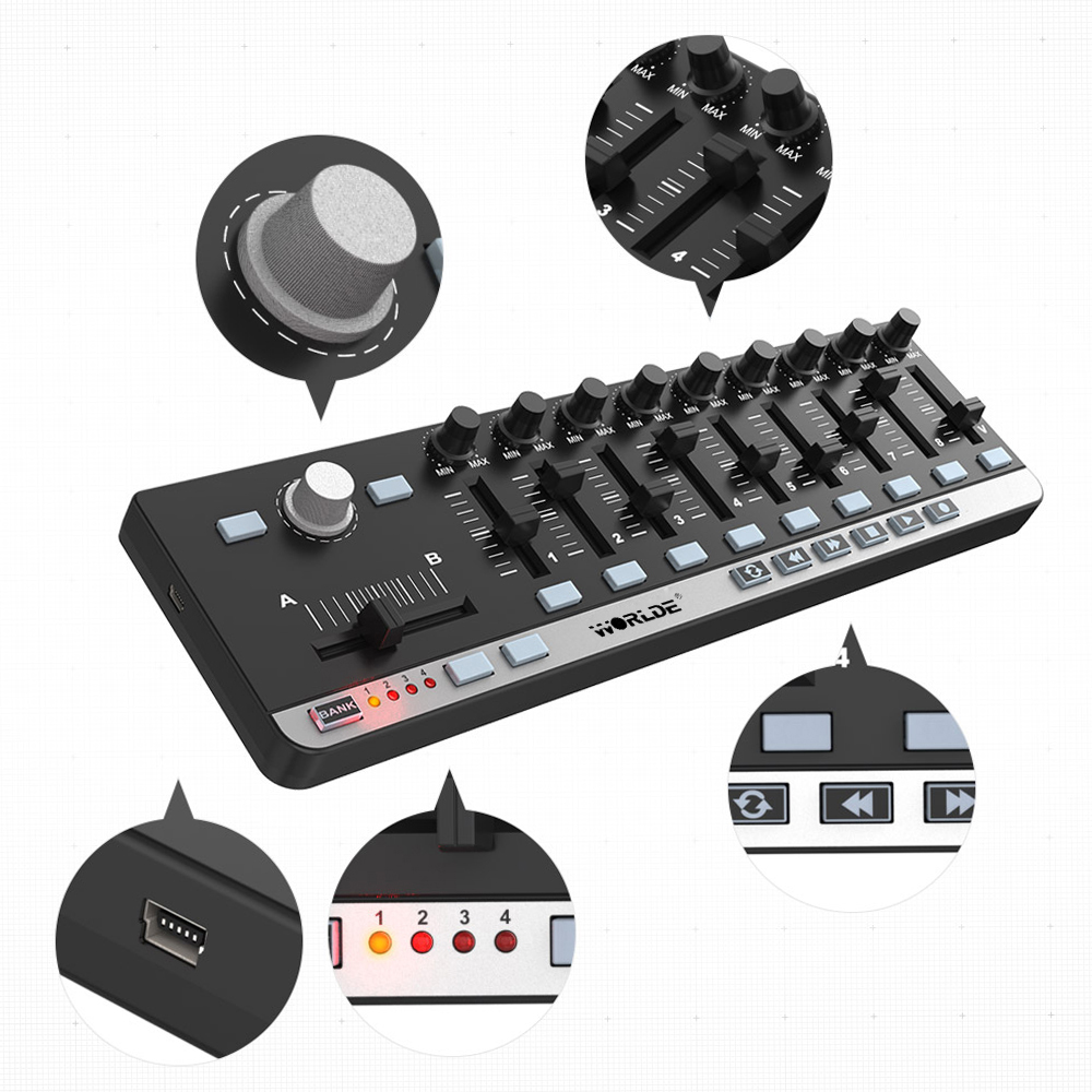 Worlde-ポータブルミニMIDIコントローラー,4つのプ - Midi Controller Pad のレビューと価格